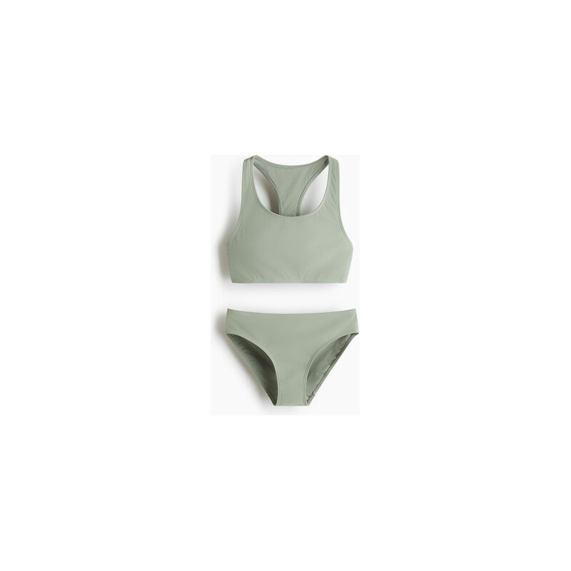 H&M - Sportovní bikinys Lycrou Xtra Life - Světle Zelená Khaki