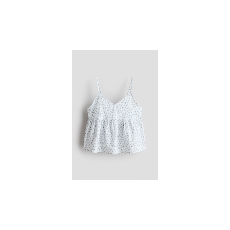 H&M - Top peplum na ramínka - Bílá/Modré Květy
