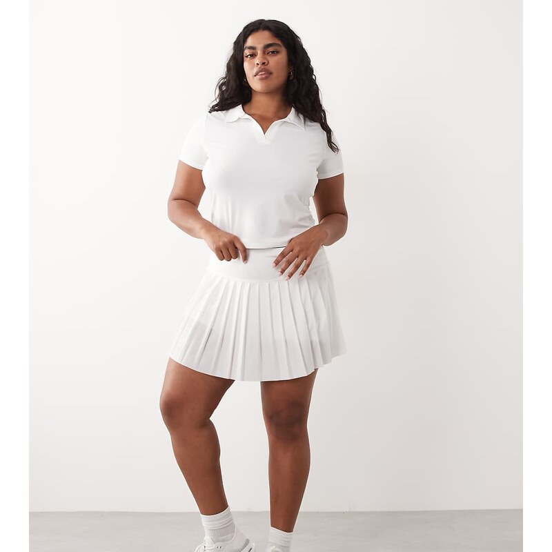 4505 Curve active pleated tennis skirt with inner short in white