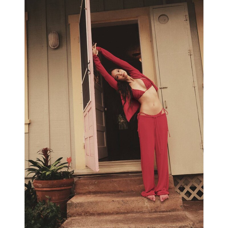 Frankies Bikinis X Jennie Kim tieside bikini bottom in red