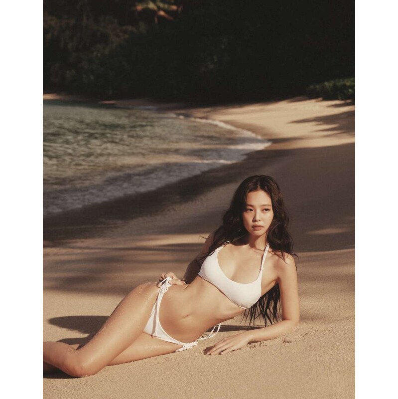 Frankies Bikinis X Jennie Kim halterneck bikini top with lattice