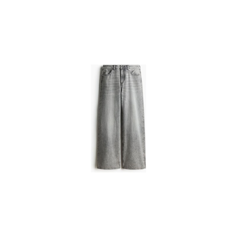 H&M - Baggy Regular Waist Jeans - Světle Šedá