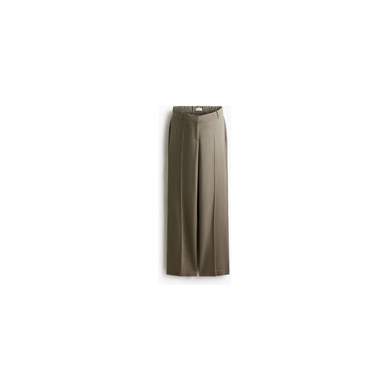 H&M - MAMA Elegantní kalhoty z lněné směsi - Khaki Zelená