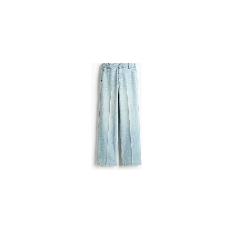 H&M - Straight High Jeans - Světlý Denim Blue