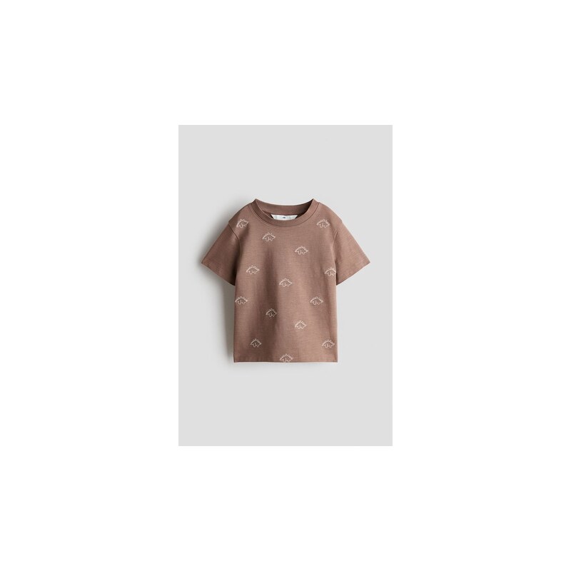 H&M - Bavlněné tričko - Hnědý Melír/Dinosauři
