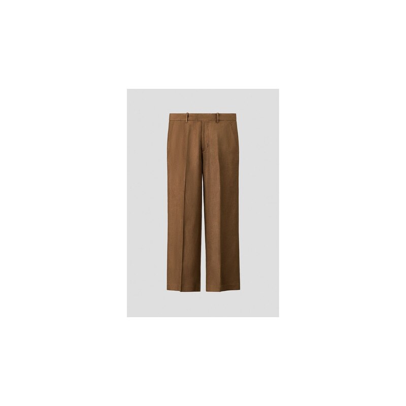 H&M - Lněné kalhoty Loose Fit - Hnědá