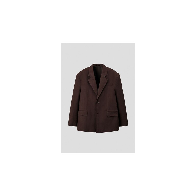 H&M - Jednořadové lněné sako Relaxed Fit - Tmavě Hnědá