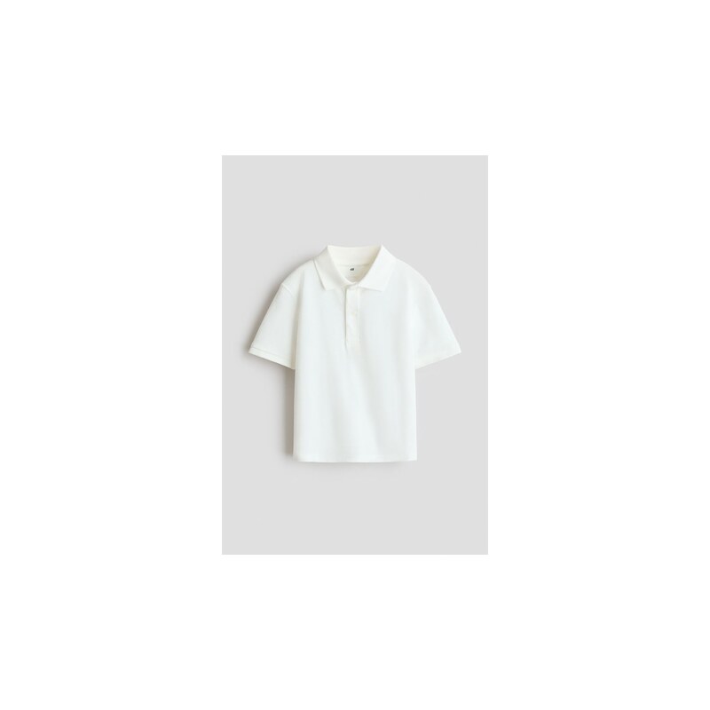 H&M - Top z piké s vyšívaným motivem a límečkem - Bílá