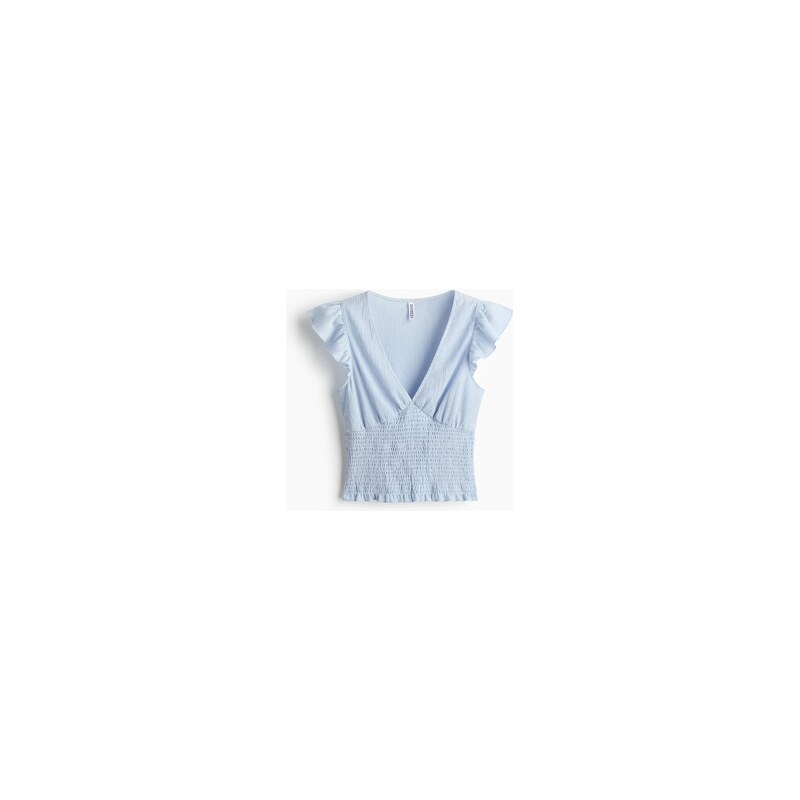 H&M - Žerzejový tops texturou - Bleděmodrá
