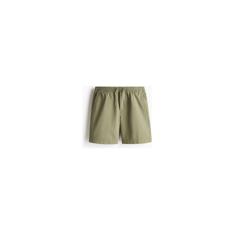 H&M - Bavlněné šortky Relaxed Fit - Khaki Zelená