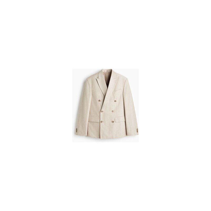 H&M - Dvouřadové sako Regular Fit - Světle Béžová/Proužky