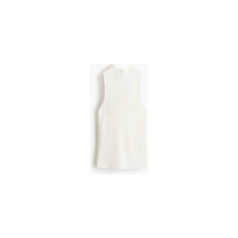 H&M - Top z žebrovaného úpletus vysokým límcem - Krémová