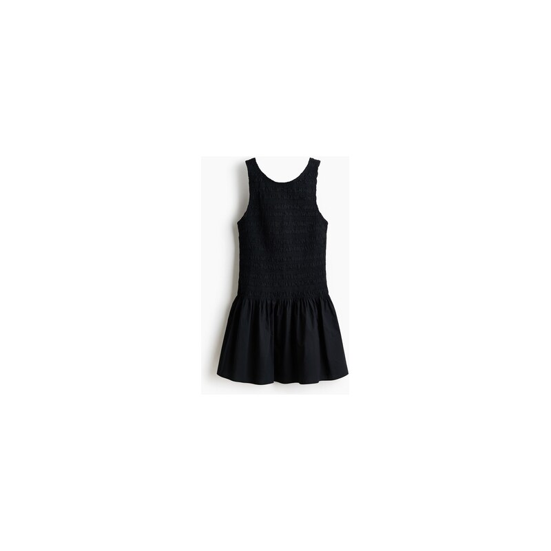 H&M - Bavlněné šatys žabkováním - Černá
