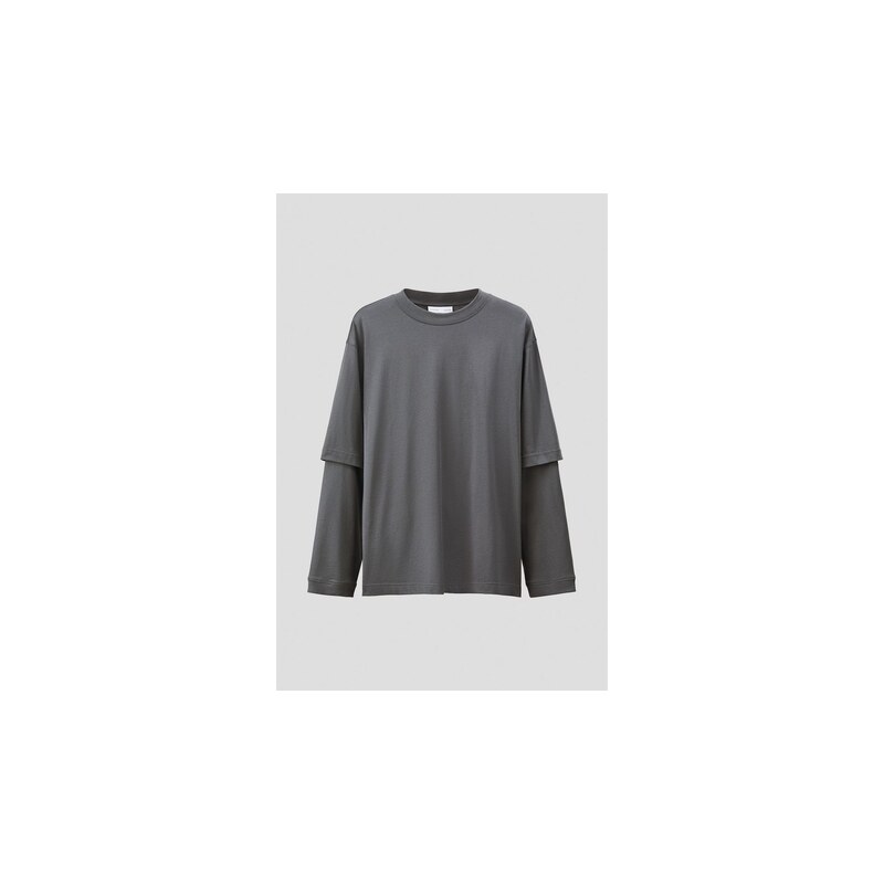 H&M - Vrstvený top z bavlny pima - Tmavě Šedá