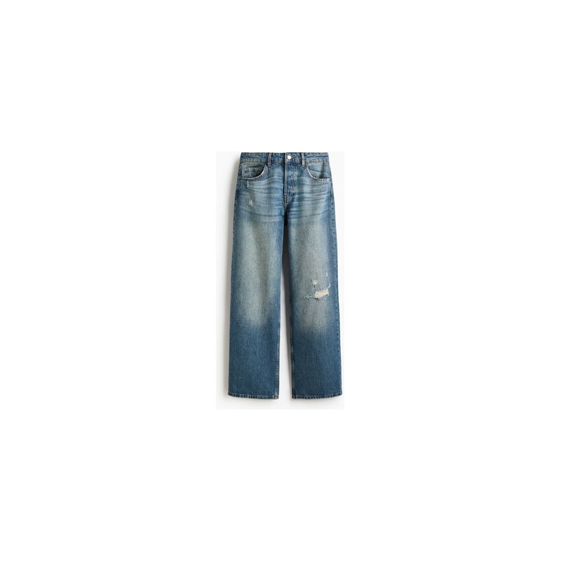H&M - Wide Leg Regular Waist Jeans - Denim Blue