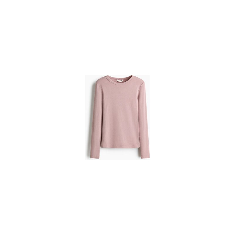 H&M - Žebrovaný top z bavlněné směsi - Starorůžová