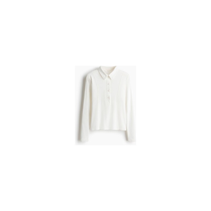 H&M - Přiléhavý tops límečkem - Bílá