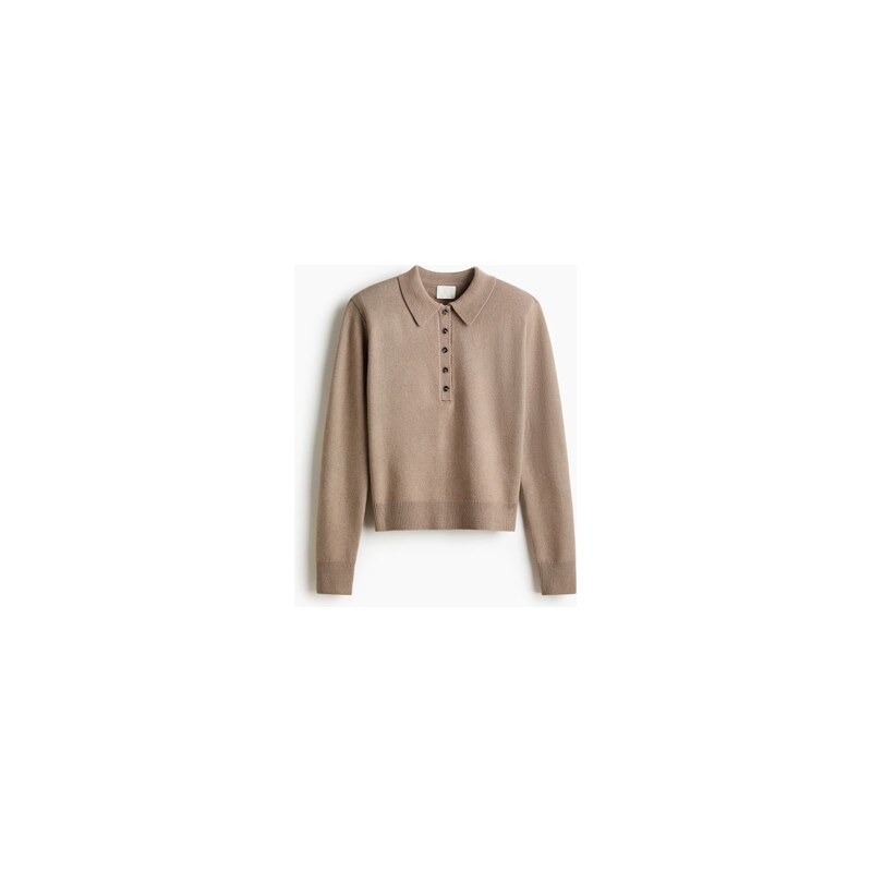 H&M - Svetrs límečkem a ramenními vycpávkami - Hnědošedá