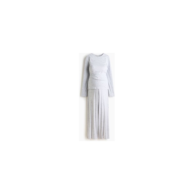 H&M - MAMA Pyžamo z ažurového žerzeje - Šedý Melír/Květy