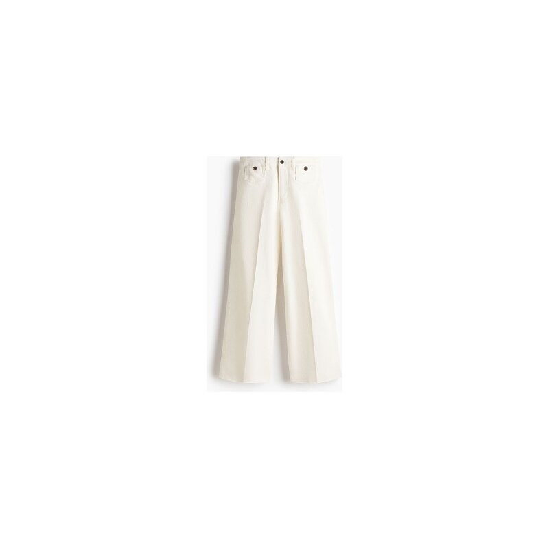 H&M - Wide High Waist Ankle Jeans - Bílá