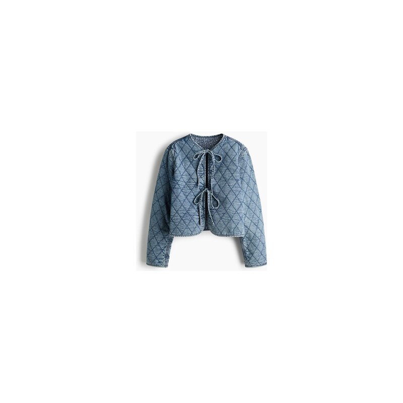 H&M - Oboustranná džínová bunda - Denim Blue/Květiny