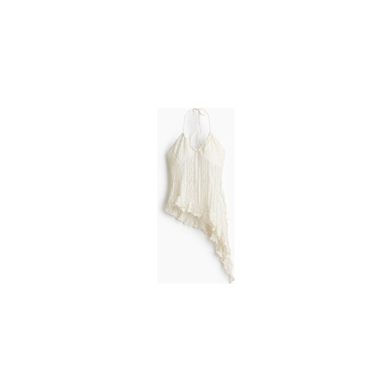 H&M - Krajkový plážový top halterneck - Krémová