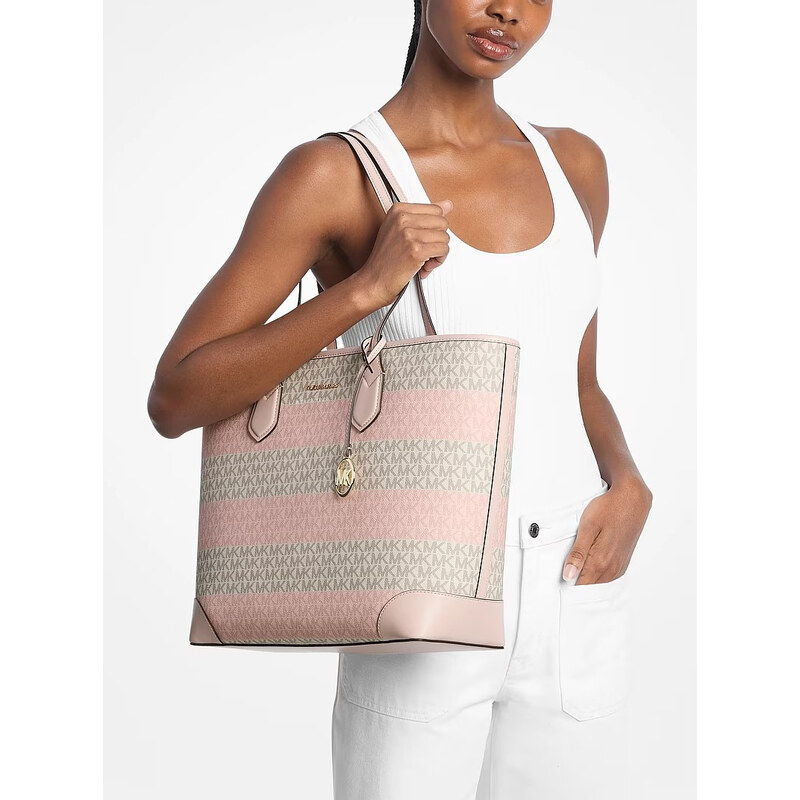 Michael Kors Eva large kabelka pruhovaná růžová