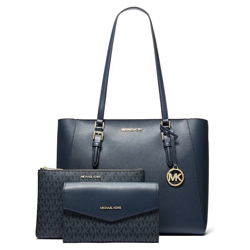 Michael Kors kožená kabelka Charlotte large 3 v 1 tmavě modrá navy