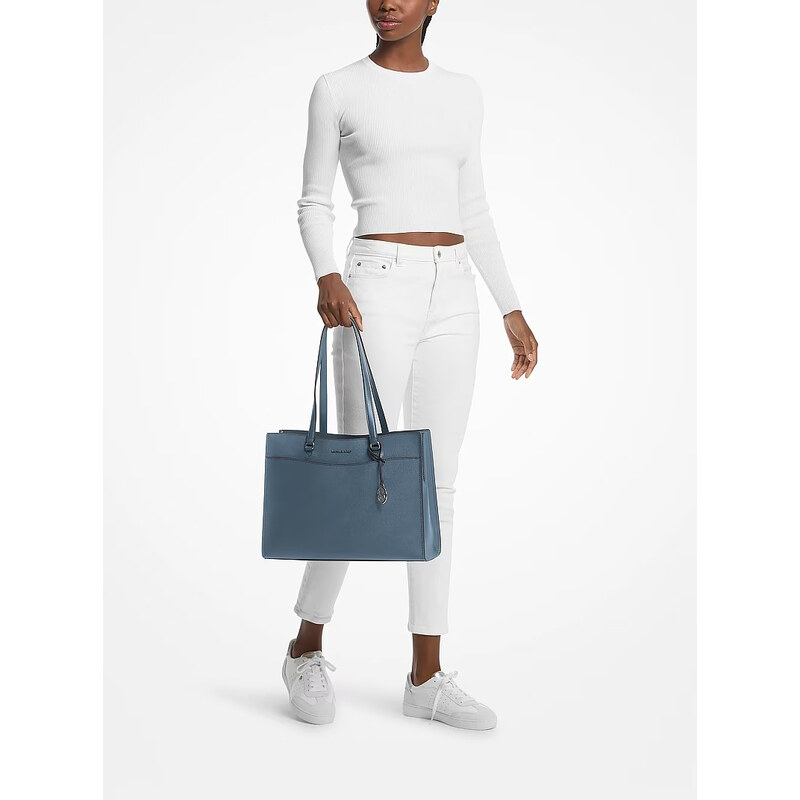 Michael Kors jet set travel large kabelka modrá denim