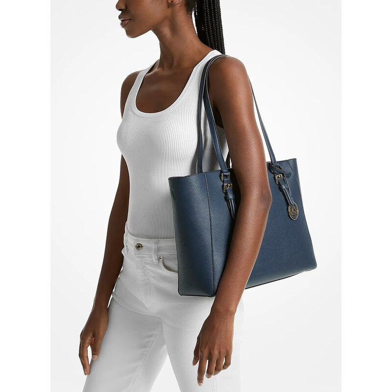 Michael Kors kožená kabelka Charlotte large 3 v 1 tmavě modrá navy