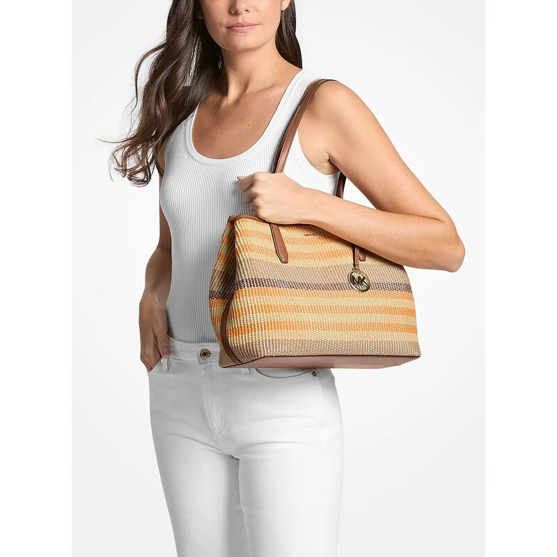 Michael Kors Avalon medium woven kabelka oranžová multi