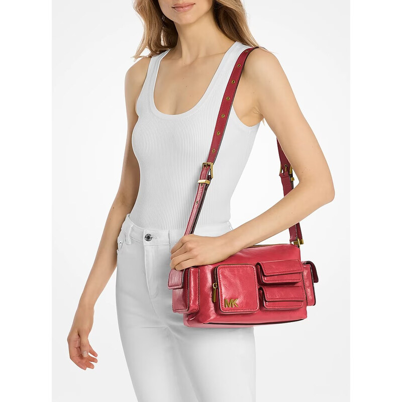 Michael Kors kožená kabelka Dakota medium červená