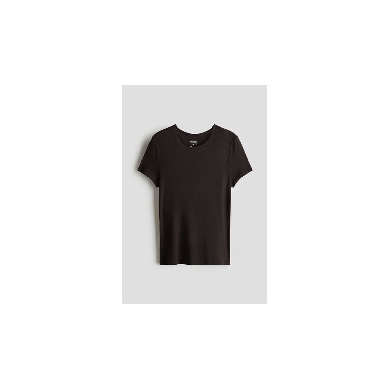 H&M - Tričko Warming Slim Fit - Tmavě Hnědá