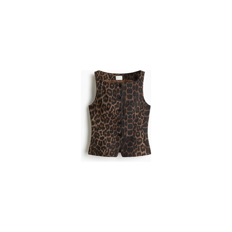 H&M - Elegantní vesta - Hnědá/Leopardí Potisk
