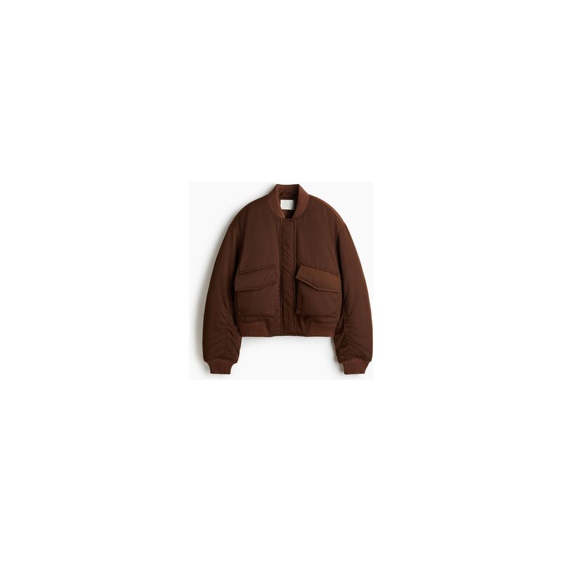 H&M - Vatovaný bomber - Tmavě Hnědá