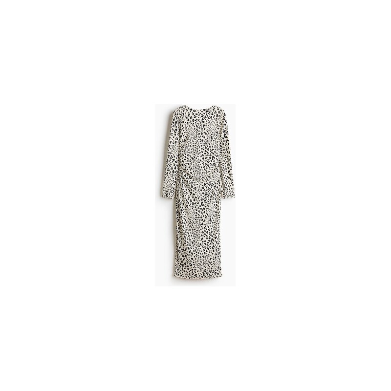 H&M - Žerzejové šatys odhalenými zády - Krémová/Leopardí Potisk