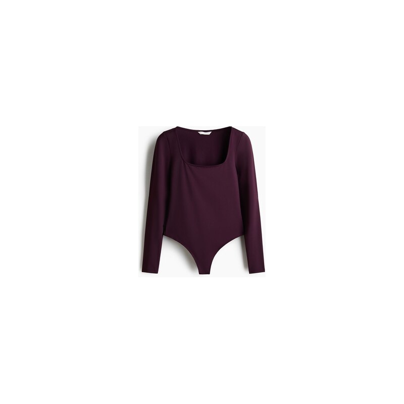 H&M - Body thongs dlouhým rukávem - Švestkově Fialová