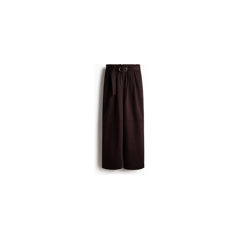 H&M - Kalhotys páskem - Tmavě Hnědá