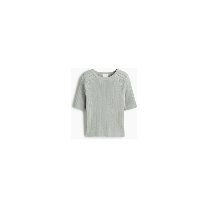 H&M - Tričko z žebrovaného úpletu - Světle Šedá
