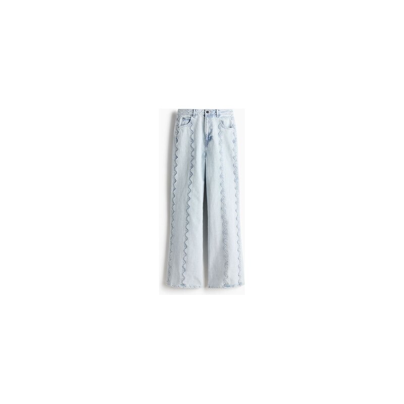 H&M - Flared Regular Waist Jeans - Světlý Denim Blue