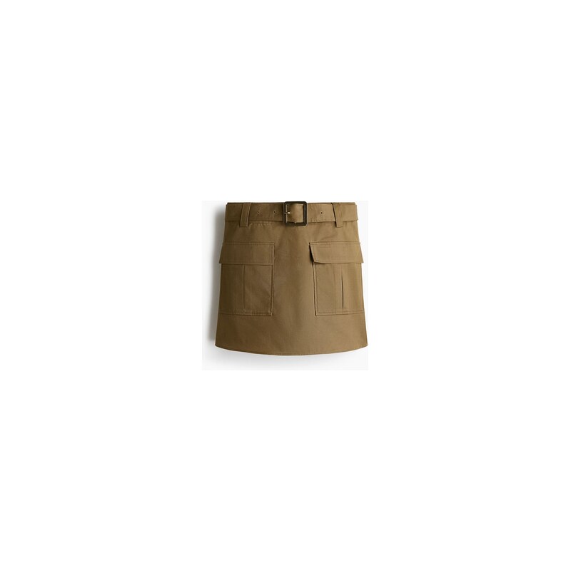 H&M - Sukně utilitys páskem - Khaki Zelená
