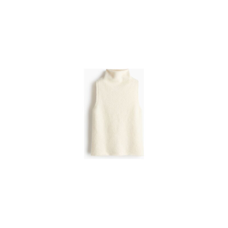 H&M - Pletený tops vysokým límcem - Krémová