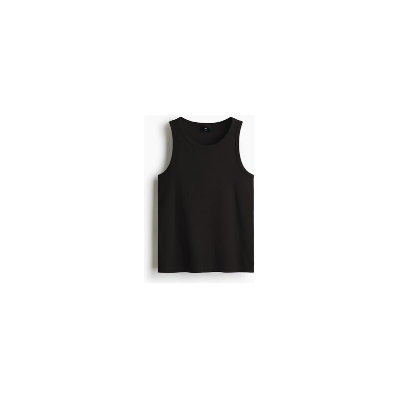 H&M - Žebrovaný top bez rukávů Slim Fit - Černá