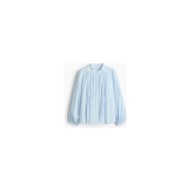 H&M - Bavlněná halenka sesámky - Bleděmodrá