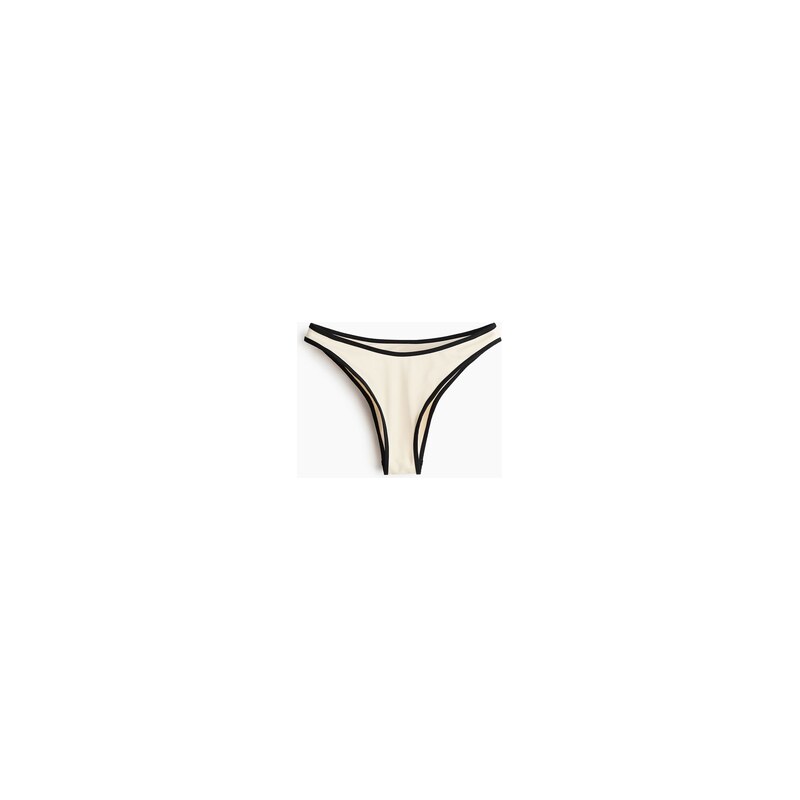 H&M - Bikinové kalhotky Cheeky - Krémová/Černá