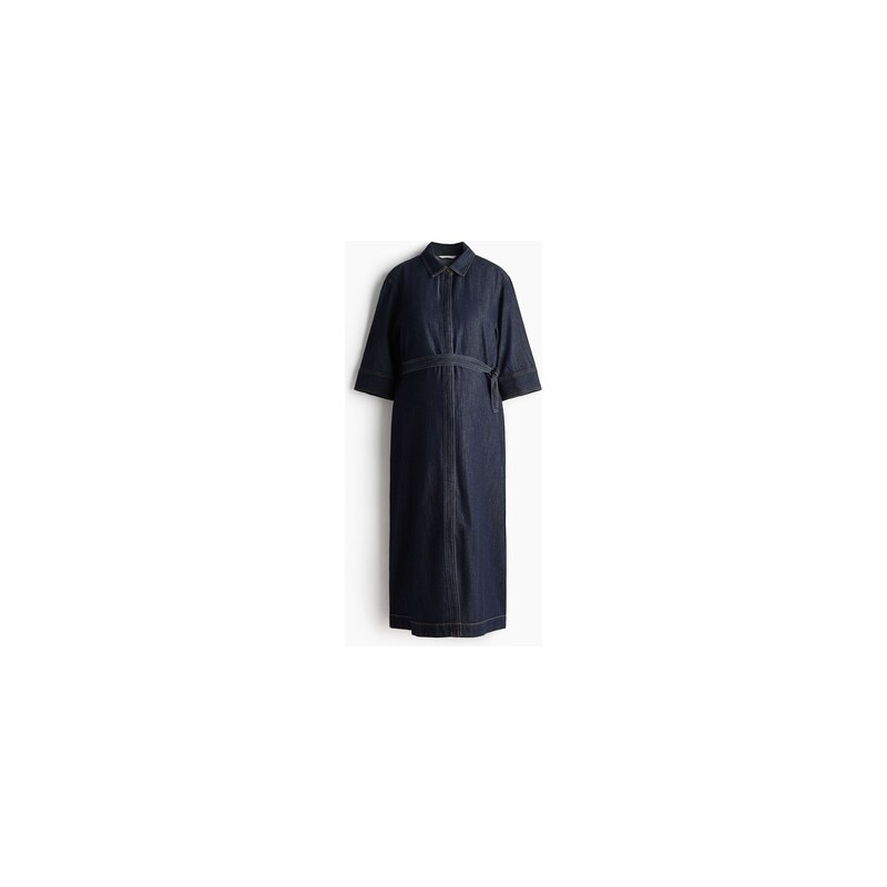 H&M - MAMA Džínové košilové šaty - Tmavý Denim Blue