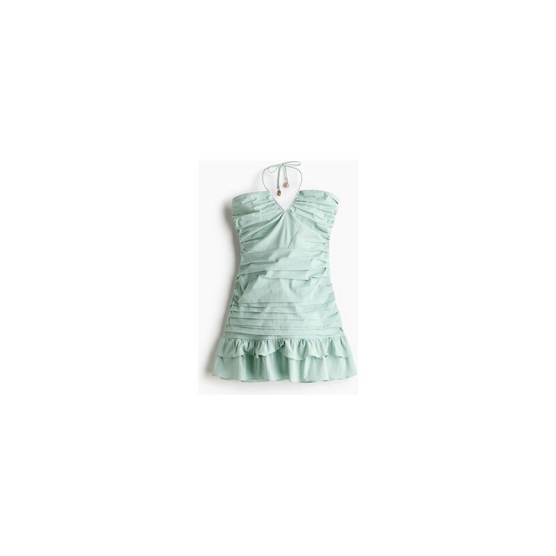 H&M - Řasené šaty bandeau - Světlá Kouřově Zelená