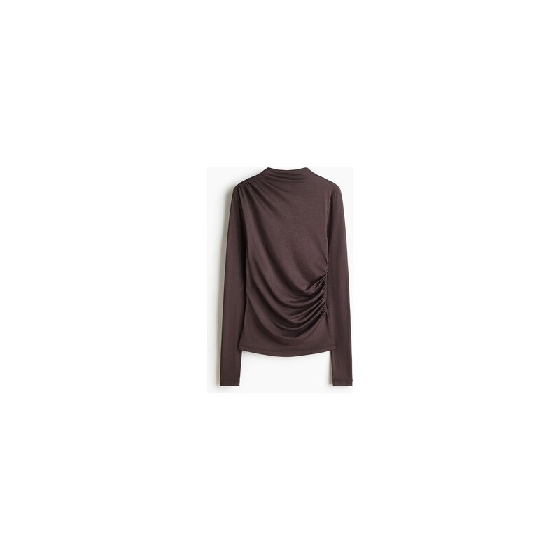 H&M - Řasený top z hedvábné směsi - Lanýžově Šedá