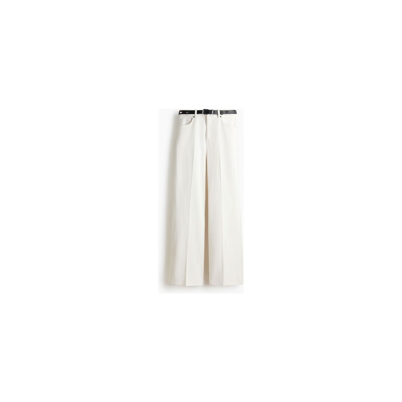 H&M - Kalhoty bootcuts páskem - Bílá