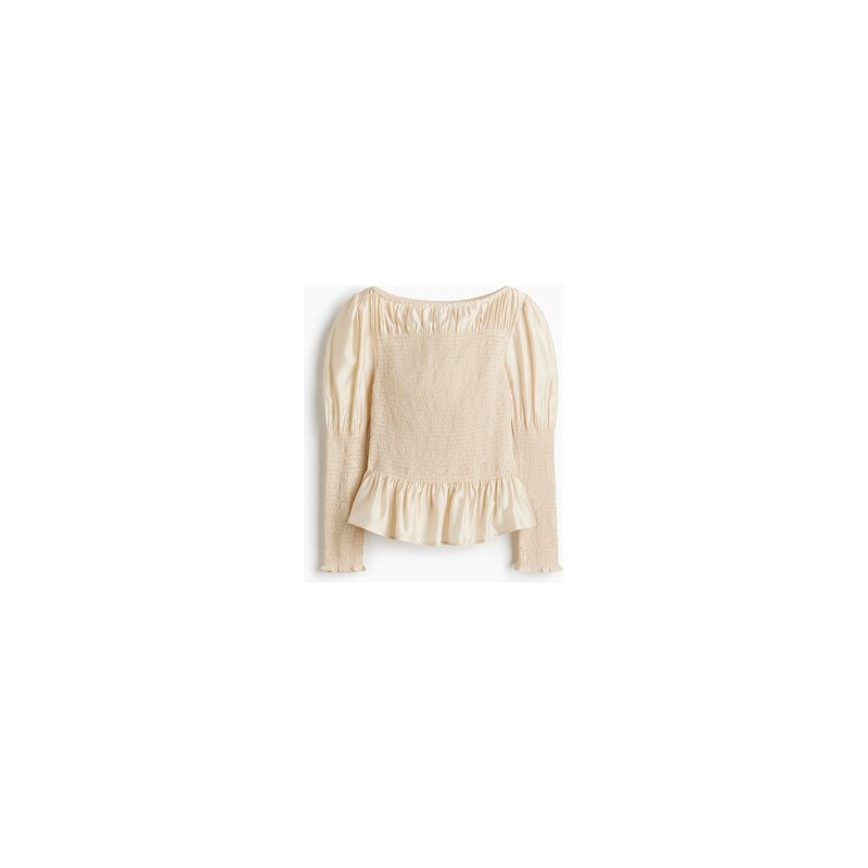 H&M - Halenka z viskózové směsis žabkováním - Světle Béžová